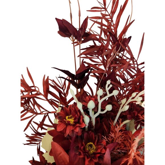 Burgundy Faux Flower Mixed Bouquet 11 Stems Floral Arrangement Realistic - Picture 14 of 16
